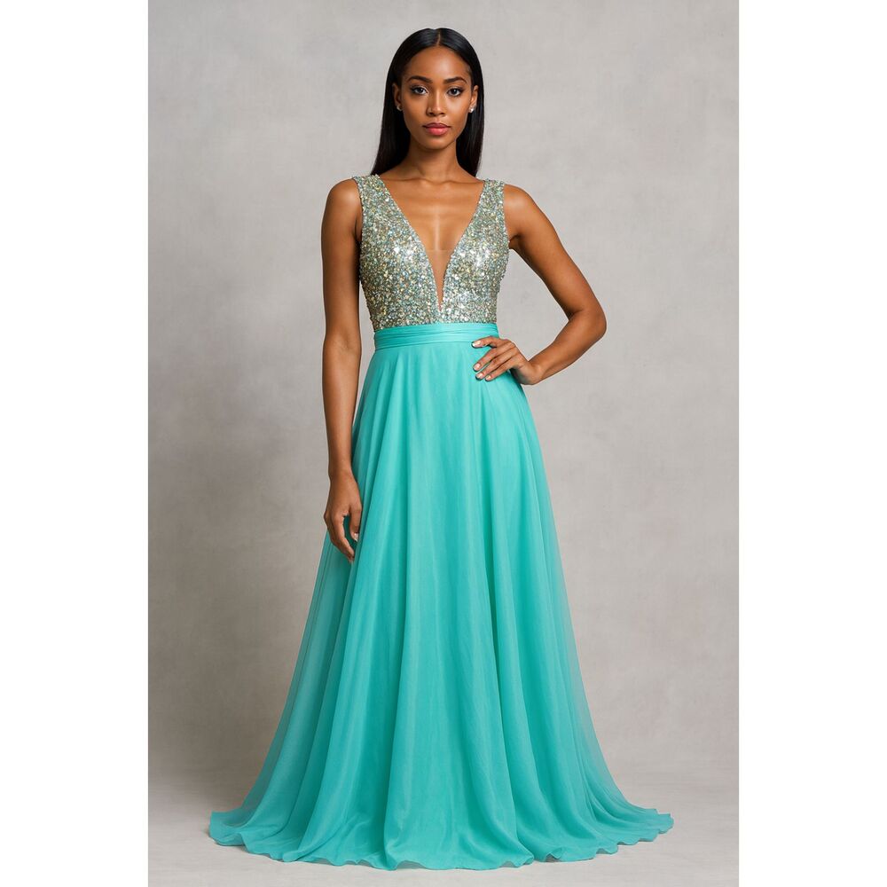 Coya Collection Evening Gown NWT Sequins Rhinestones Retails $392 Size XL